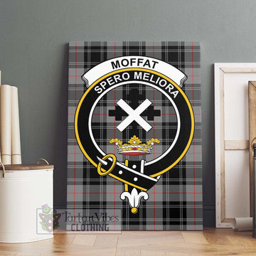 Moffat Tartan Canvas Print Wall Art with Family Crest