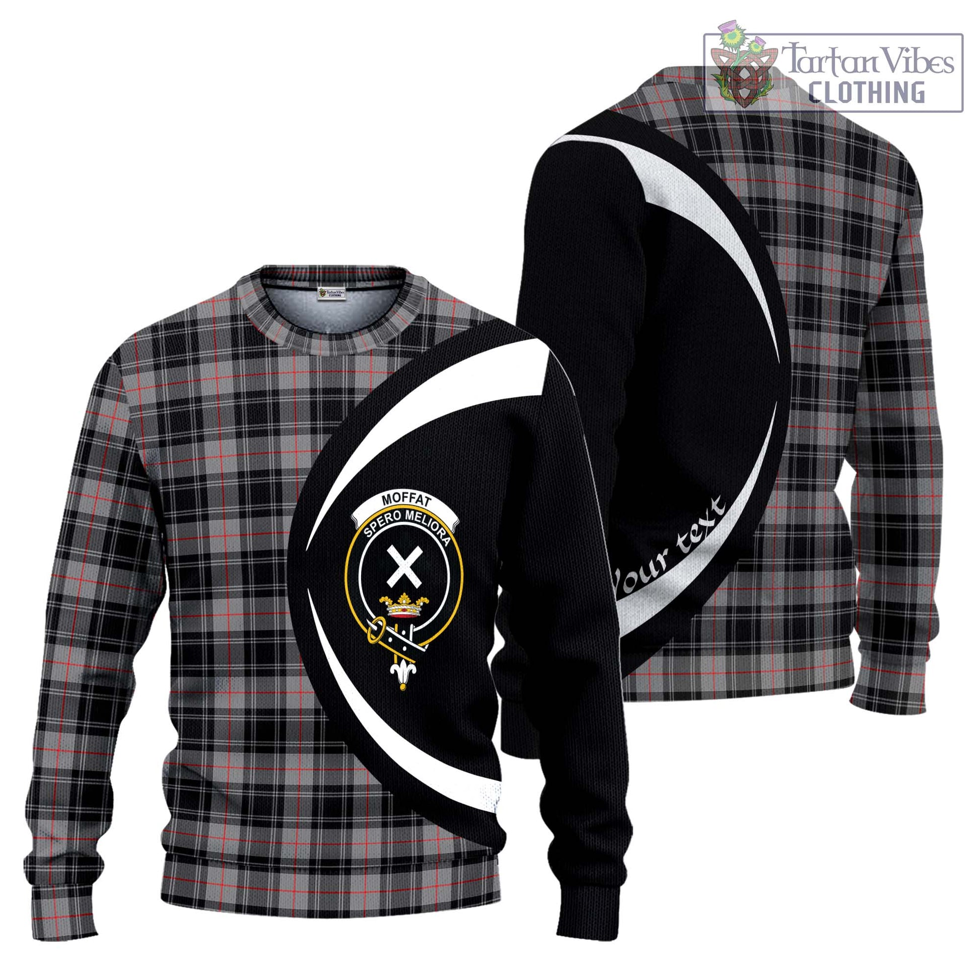 Moffat Tartan Knitted Sweater with Family Crest Circle Style Unisex - Tartan Vibes Clothing