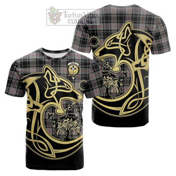 Moffat Tartan Cotton T-shirt with Family Crest Celtic Wolf Style