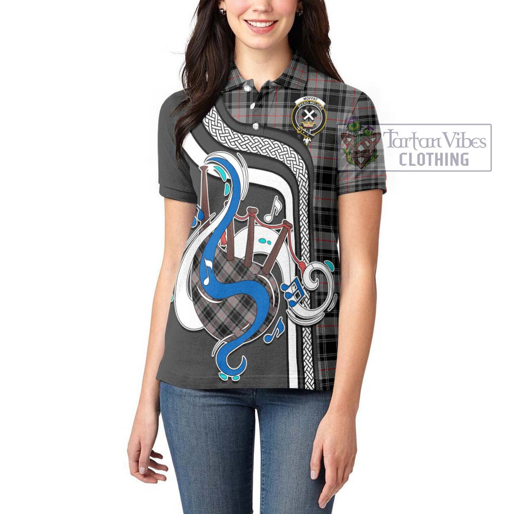 Moffat Tartan Women's Polo Shirt with Epic Bagpipe Style - Tartanvibesclothing Shop