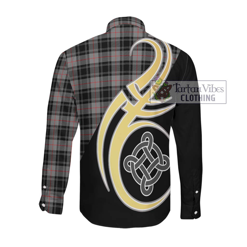 Moffat Tartan Long Sleeve Button Shirt with Family Crest and Celtic Symbol Style Men's Shirt - Tartan Vibes Clothing