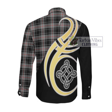 Moffat Tartan Long Sleeve Button Shirt with Family Crest and Celtic Symbol Style