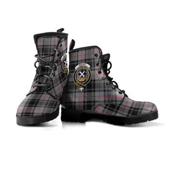 Moffat Tartan Leather Boots with Family Crest