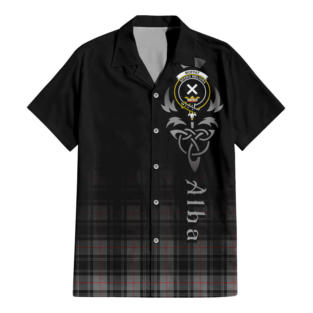 Tartan Vibes Clothing Moffat Modern Tartan Short Sleeve Button Up Featuring Alba Gu Brath Family Crest Celtic Inspired