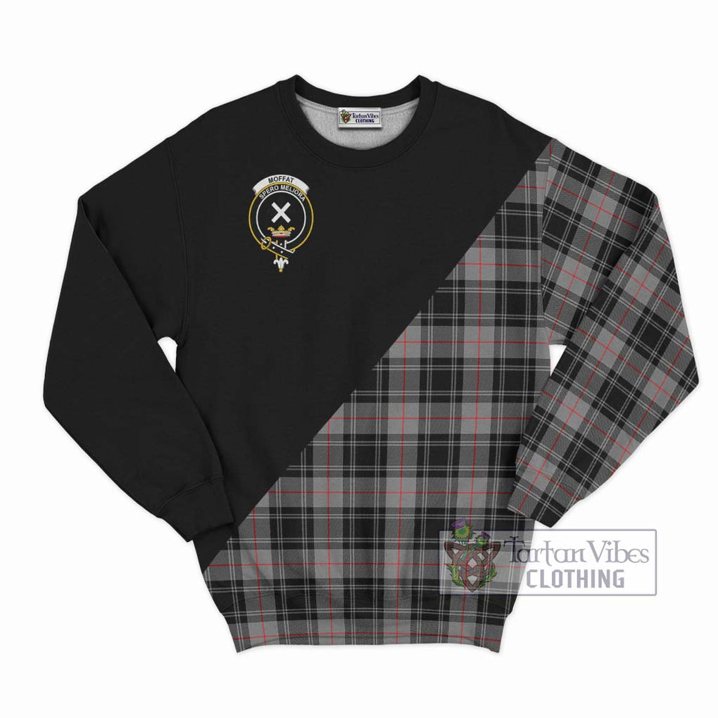 Moffat Tartan Sweatshirt with Family Crest and Military Logo Style - Tartanvibesclothing Shop