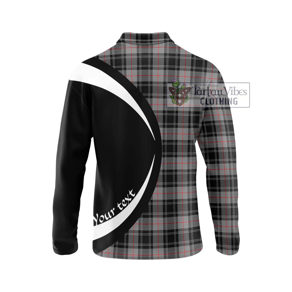 Moffat Tartan Long Sleeve Polo Shirt with Family Crest Circle Style - Tartan Vibes Clothing