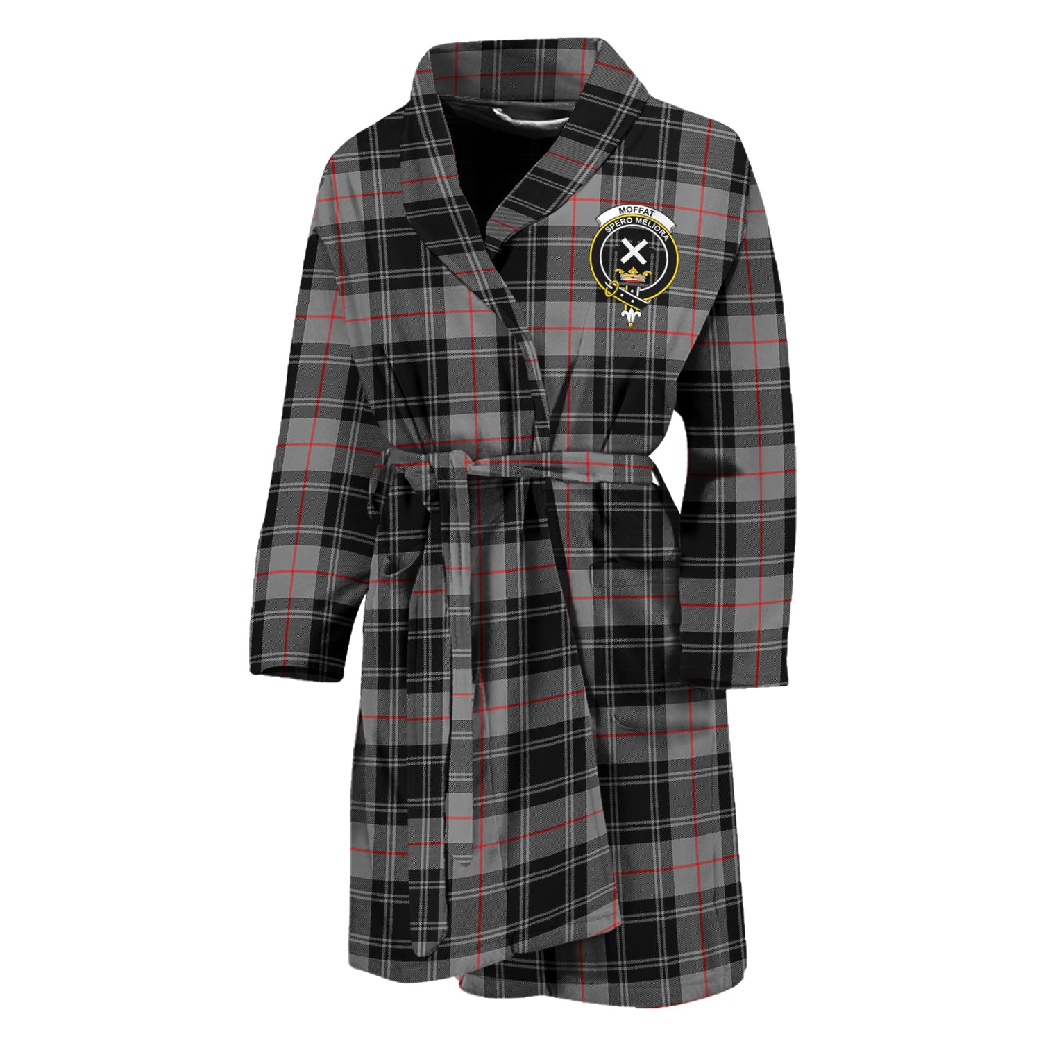 Moffat Tartan Bathrobe with Family Crest Unisex M - Tartan Vibes Clothing