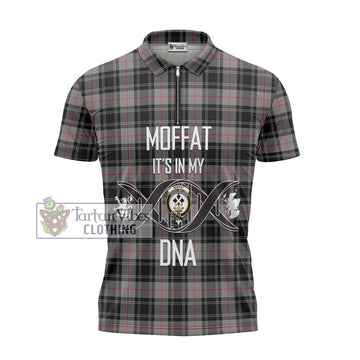 Moffat Tartan Zipper Polo Shirt with Family Crest DNA In Me Style