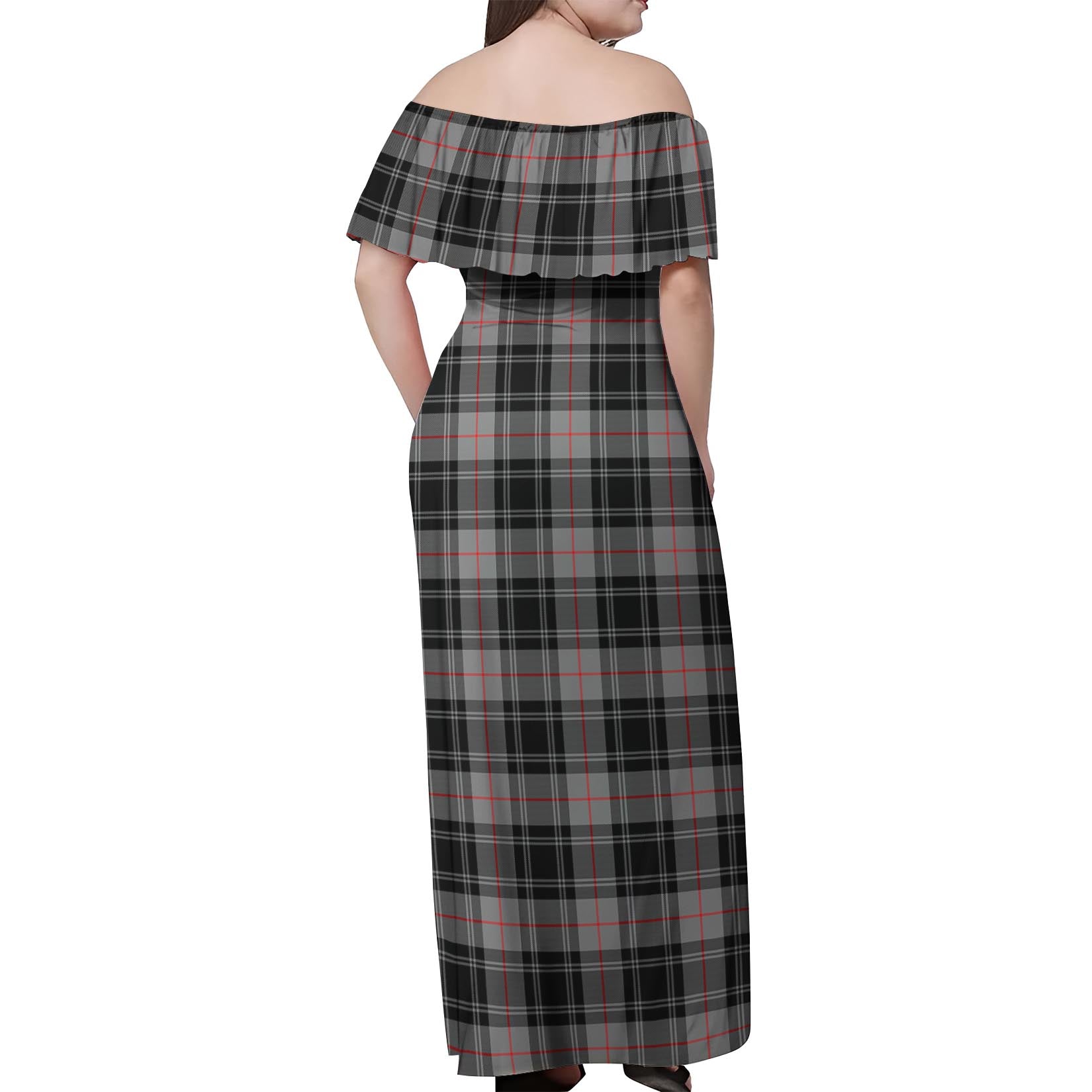 Moffat Modern Tartan Off Shoulder Long Dress - Tartanvibesclothing