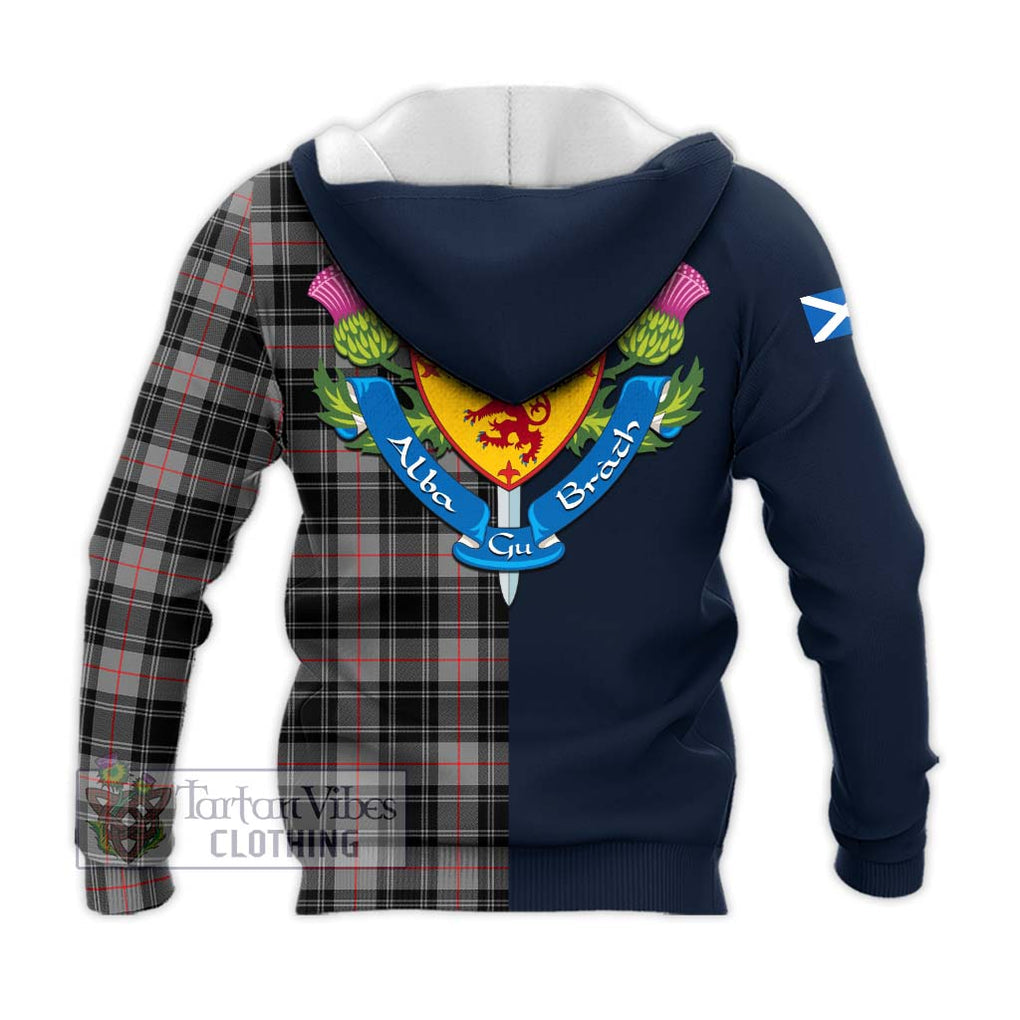 Tartan Vibes Clothing Moffat Modern Tartan Knitted Hoodie with Scottish Lion Royal Arm Half Style