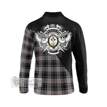 Moffat Tartan Long Sleeve Polo Shirt with Family Crest and Military Logo Style