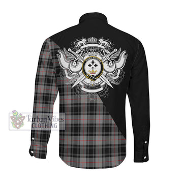 Moffat Tartan Long Sleeve Button Shirt with Family Crest and Military Logo Style