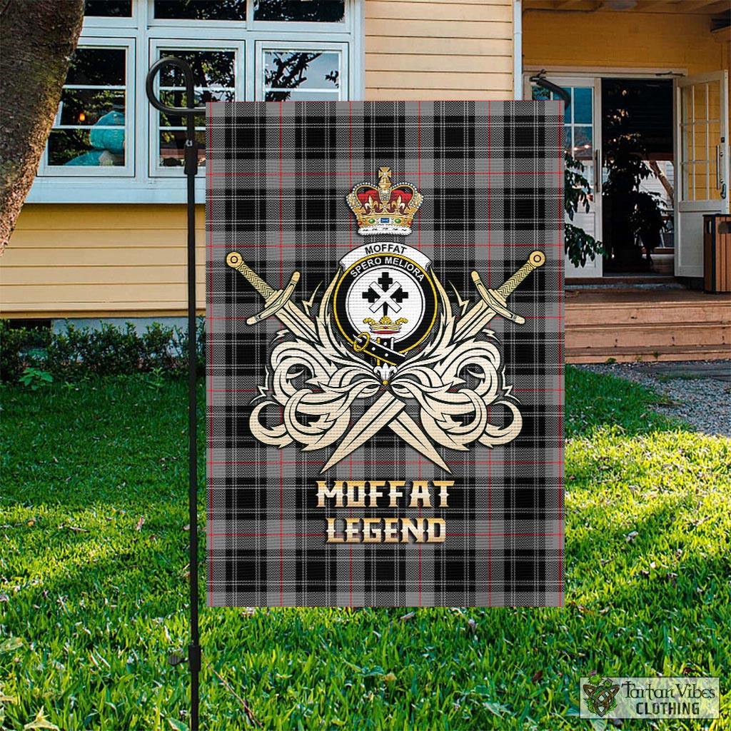 Tartan Vibes Clothing Moffat Modern Tartan Flag with Clan Crest and the Golden Sword of Courageous Legacy