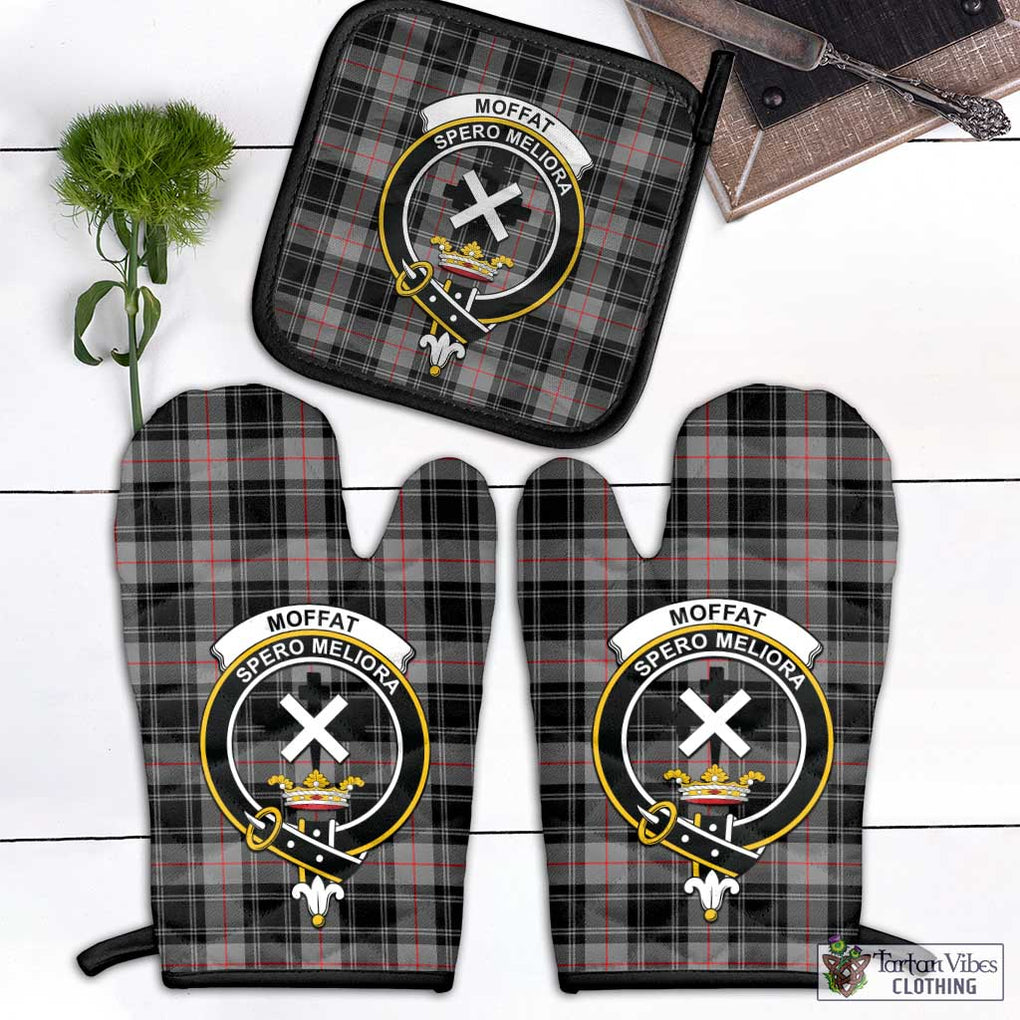 Moffat Tartan Combo Oven Mitt & Pot-Holder with Family Crest Combo 1 Oven Mitt & 1 Pot-Holder Black - Tartan Vibes Clothing