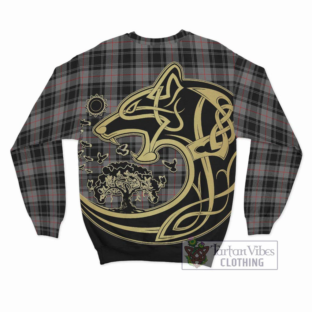 Moffat Tartan Sweatshirt with Family Crest Celtic Wolf Style - Tartan Vibes Clothing