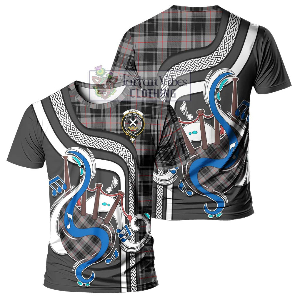 Moffat Tartan T-Shirt with Epic Bagpipe Style - Tartanvibesclothing Shop