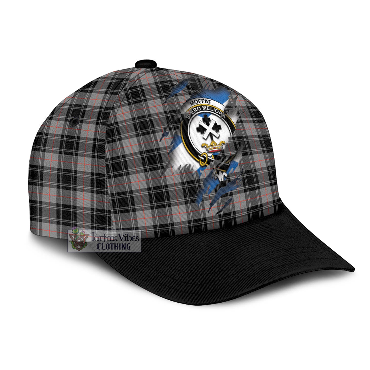 Tartan Vibes Clothing Moffat Modern Tartan Classic Cap with Family Crest In Me Style