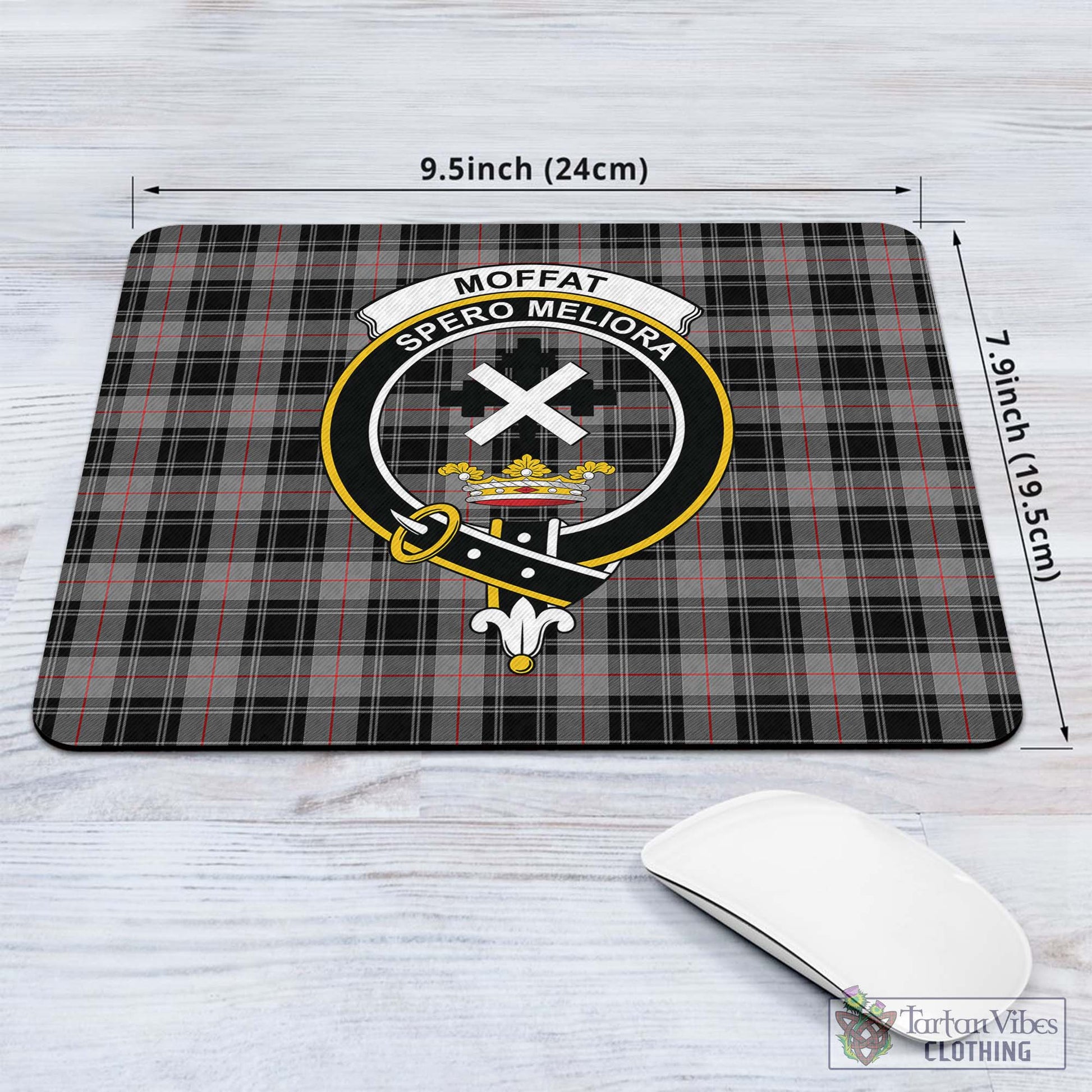 Tartan Vibes Clothing Moffat Modern Tartan Mouse Pad with Family Crest