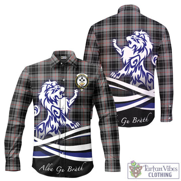 Moffat Tartan Long Sleeve Button Up Shirt with Alba Gu Brath Regal Lion Emblem