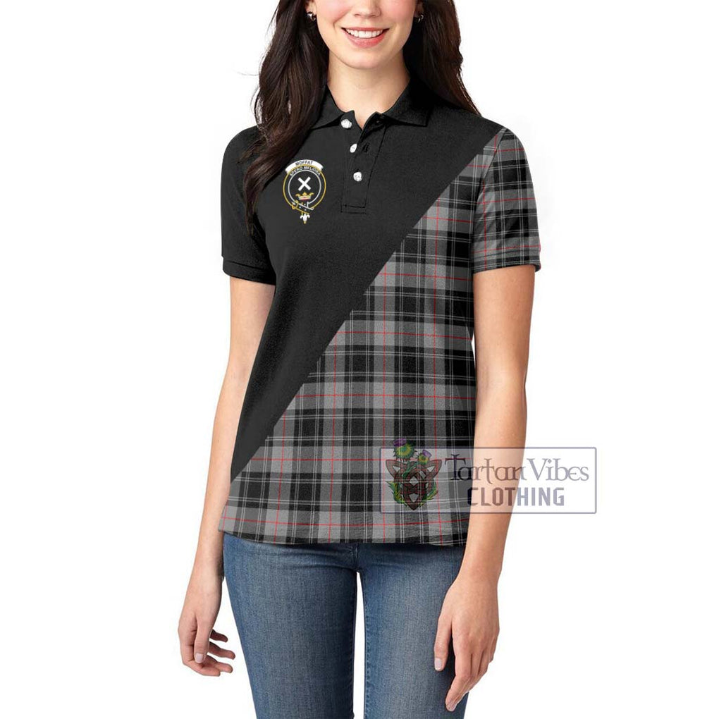 Moffat Tartan Women's Polo Shirt with Family Crest and Military Logo Style - Tartanvibesclothing Shop