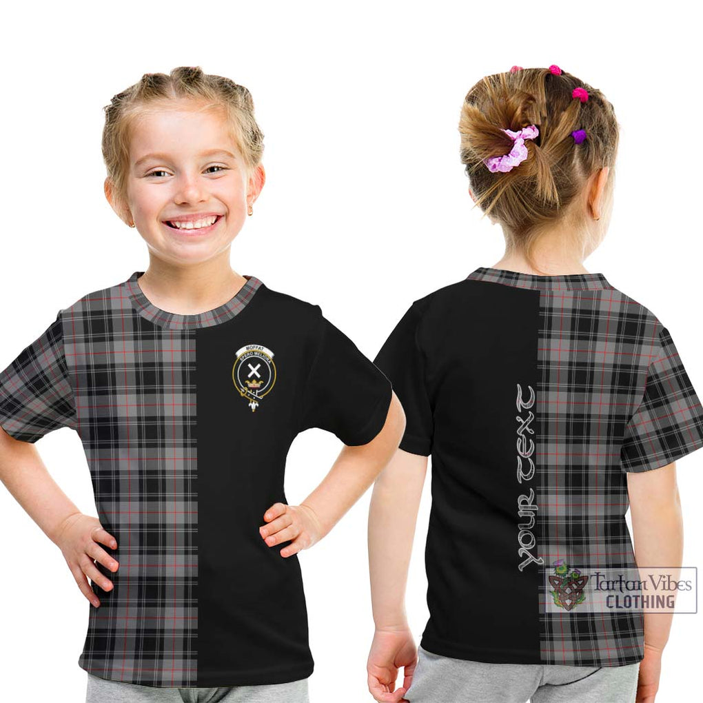 Moffat Tartan Kid T-Shirt with Family Crest and Half Of Me Style - Tartanvibesclothing Shop