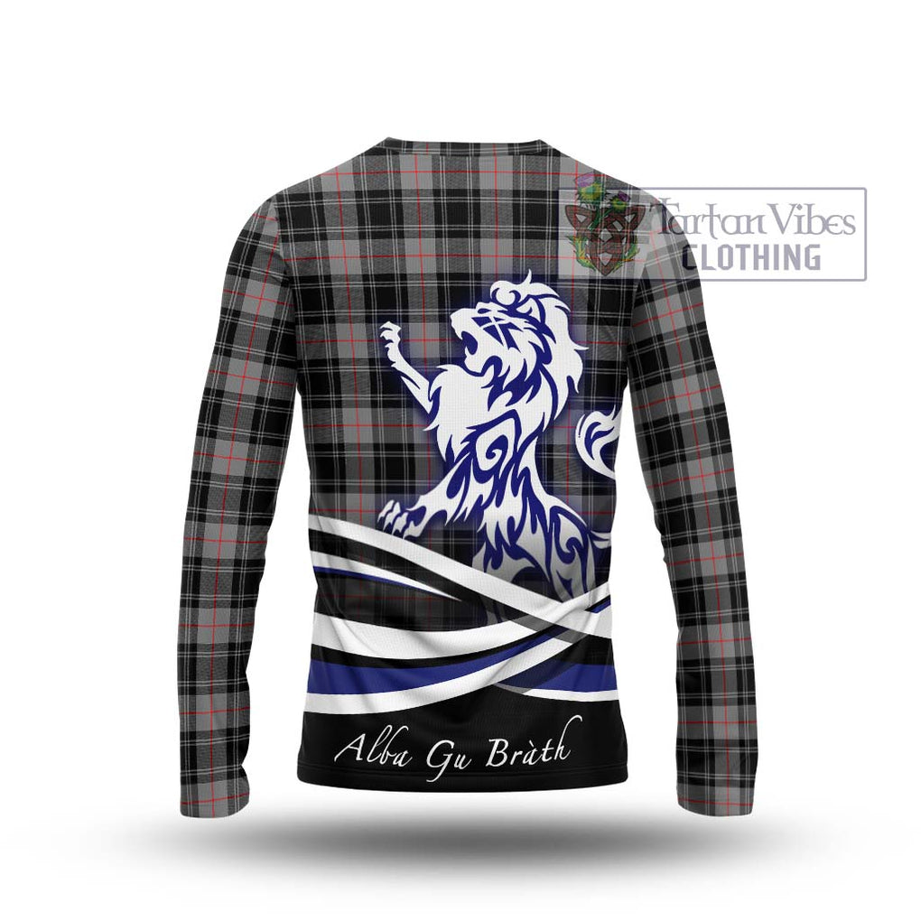 Moffat Tartan Long Sleeve T-Shirt with Alba Gu Brath Regal Lion Emblem - Tartanvibesclothing Shop