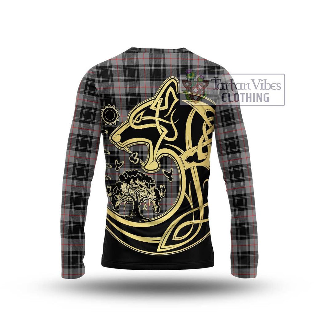 Moffat Tartan Long Sleeve T-Shirt with Family Crest Celtic Wolf Style - Tartan Vibes Clothing