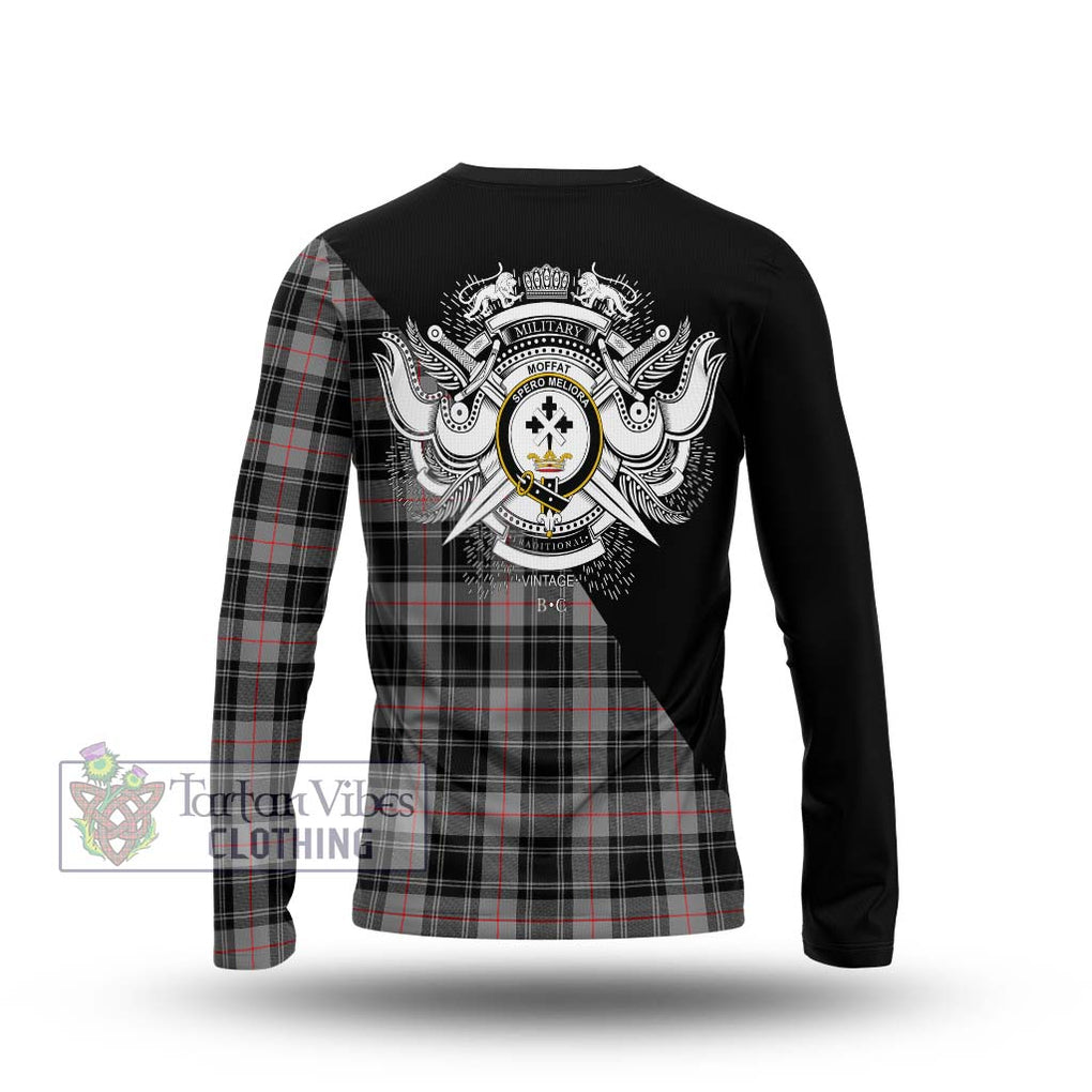 Moffat Tartan Long Sleeve T-Shirt with Family Crest and Military Logo Style - Tartanvibesclothing Shop