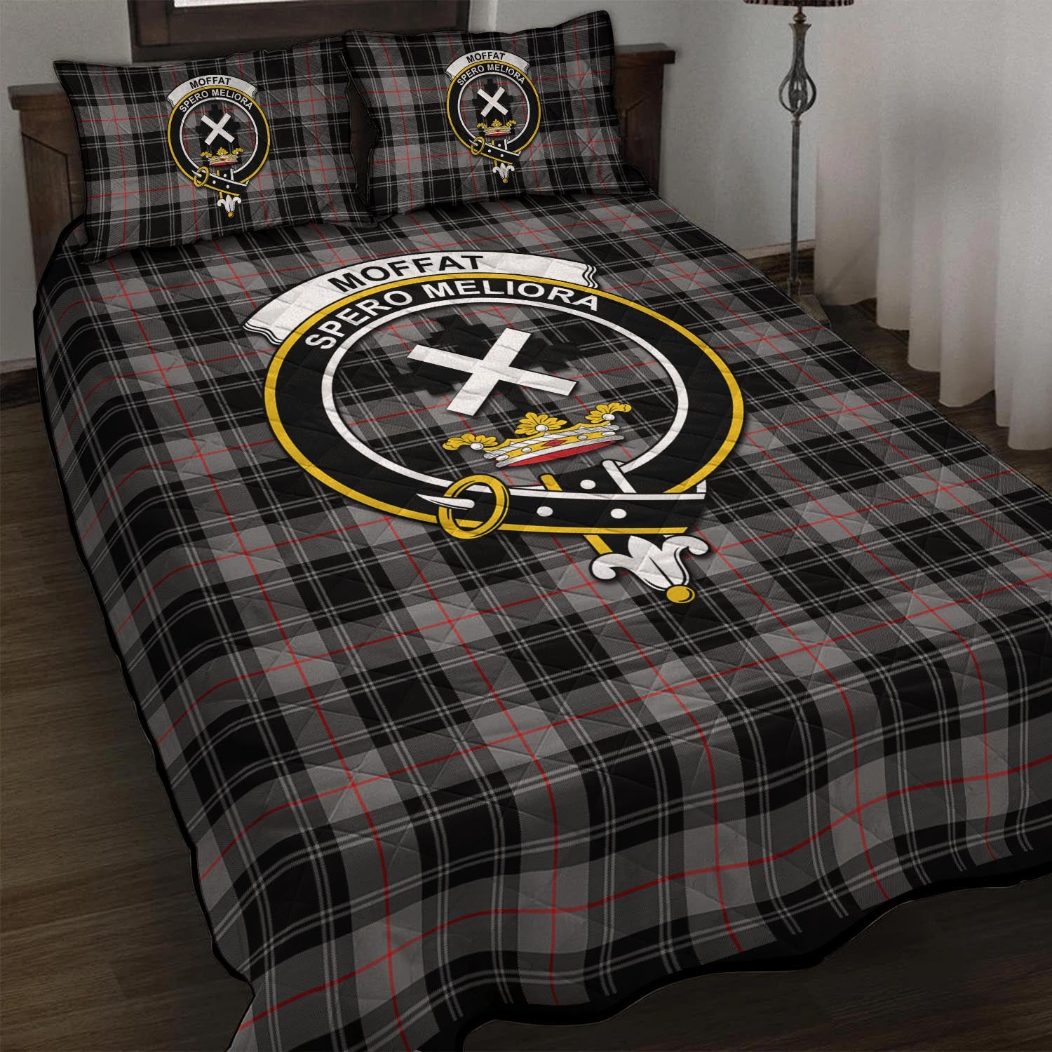 Moffat Tartan Quilt Bed Set with Family Crest - Tartan Vibes Clothing