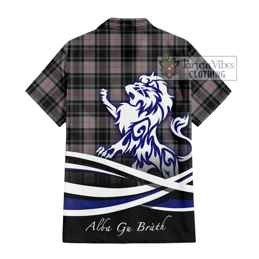 Moffat Tartan Short Sleeve Button Shirt with Alba Gu Brath Regal Lion Emblem - Tartanvibesclothing Shop