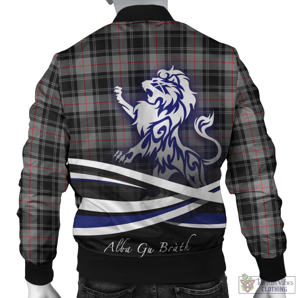 Tartan Vibes Clothing Moffat Modern Tartan Bomber Jacket with Alba Gu Brath Regal Lion Emblem