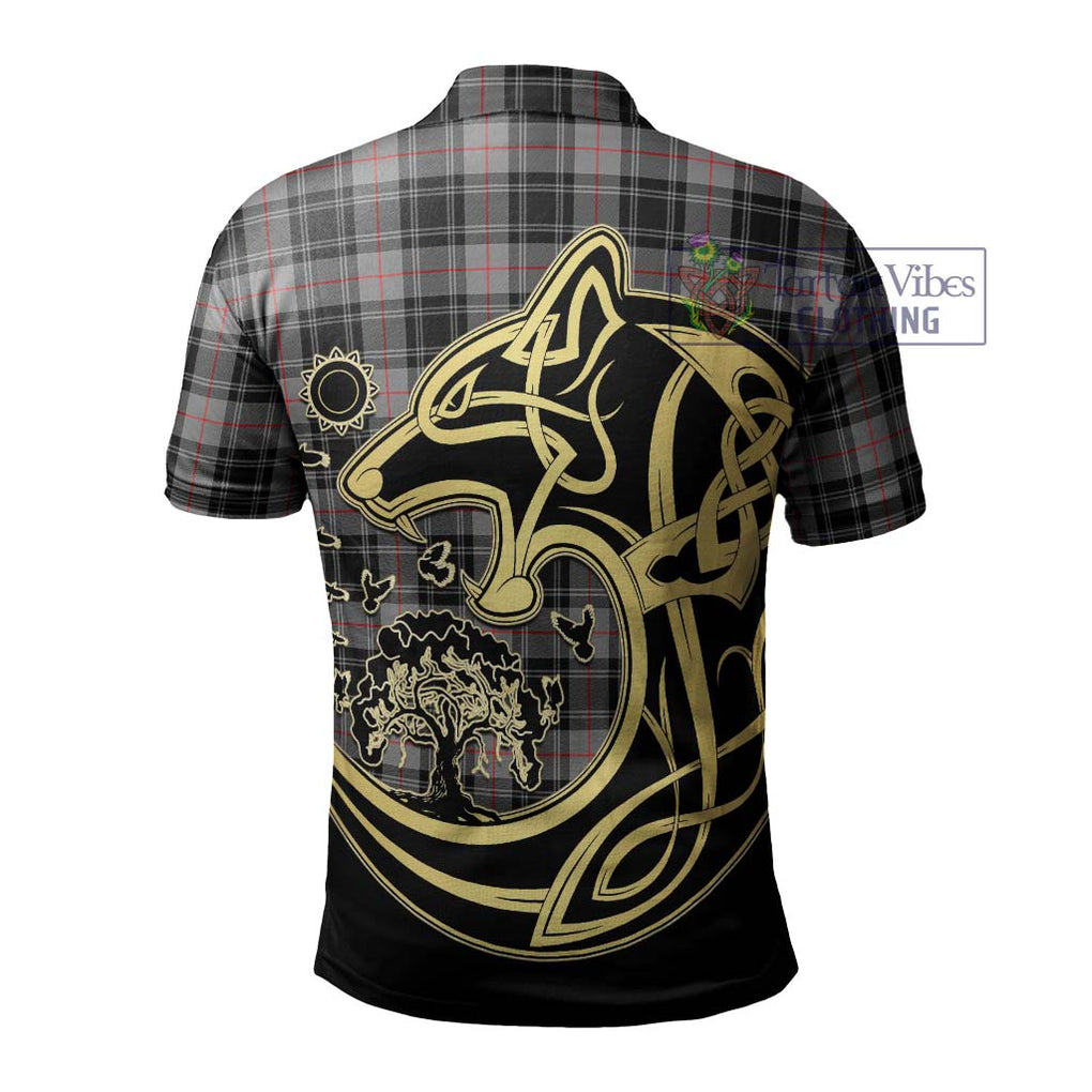 Moffat Tartan Polo Shirt with Family Crest Celtic Wolf Style - Tartanvibesclothing Shop