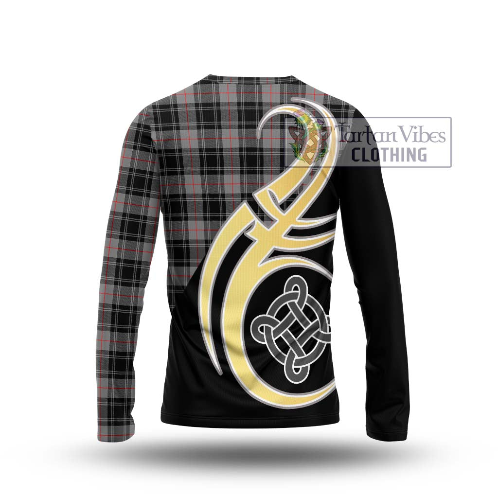 Moffat Tartan Long Sleeve T-Shirt with Family Crest and Celtic Symbol Style - Tartan Vibes Clothing