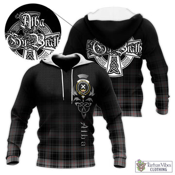 Moffat Tartan Knitted Hoodie Featuring Alba Gu Brath Family Crest Celtic Inspired