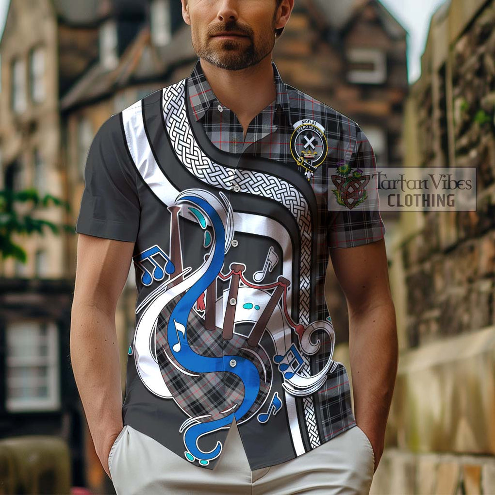 Moffat Tartan Short Sleeve Button Shirt with Epic Bagpipe Style - Tartanvibesclothing Shop