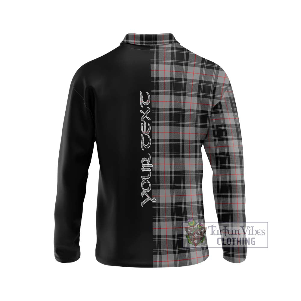 Moffat Tartan Long Sleeve Polo Shirt with Family Crest and Half Of Me Style - Tartanvibesclothing Shop