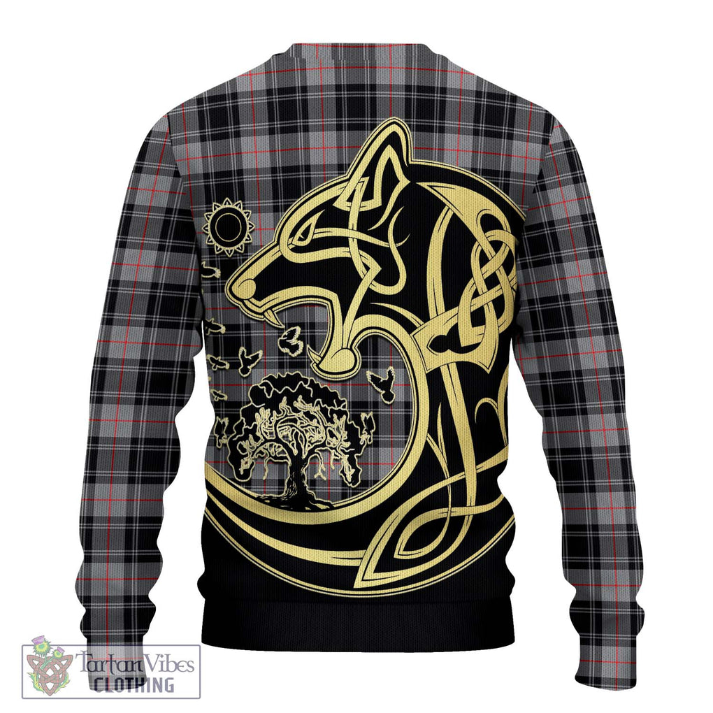 Moffat Tartan Knitted Sweater with Family Crest Celtic Wolf Style - Tartan Vibes Clothing