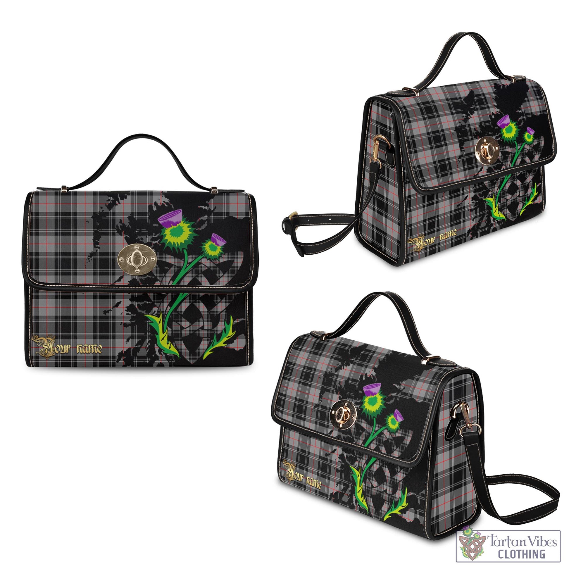 Tartan Vibes Clothing Moffat Modern Tartan Waterproof Canvas Bag with Scotland Map and Thistle Celtic Accents