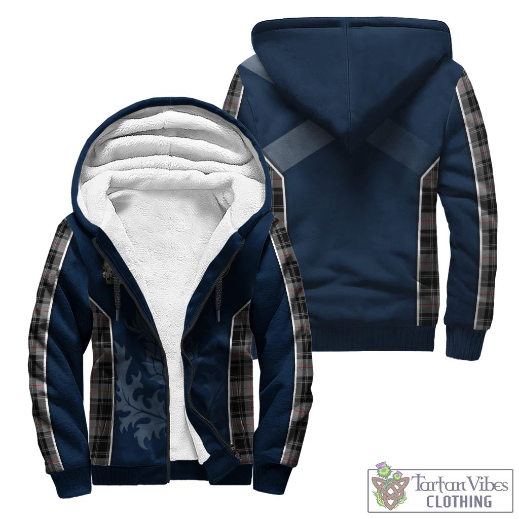 Tartan Vibes Clothing Moffat Modern Tartan Sherpa Hoodie with Family Crest and Scottish Thistle Vibes Sport Style