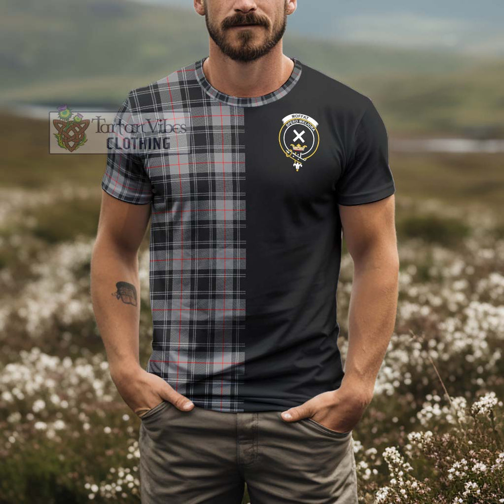 Moffat Tartan T-Shirt with Family Crest and Half Of Me Style - Tartanvibesclothing Shop