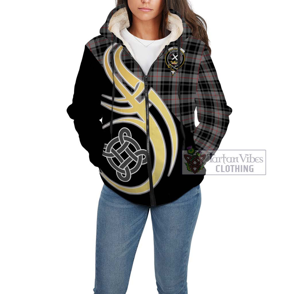 Moffat Tartan Sherpa Hoodie with Family Crest and Celtic Symbol Style Unisex - Tartan Vibes Clothing