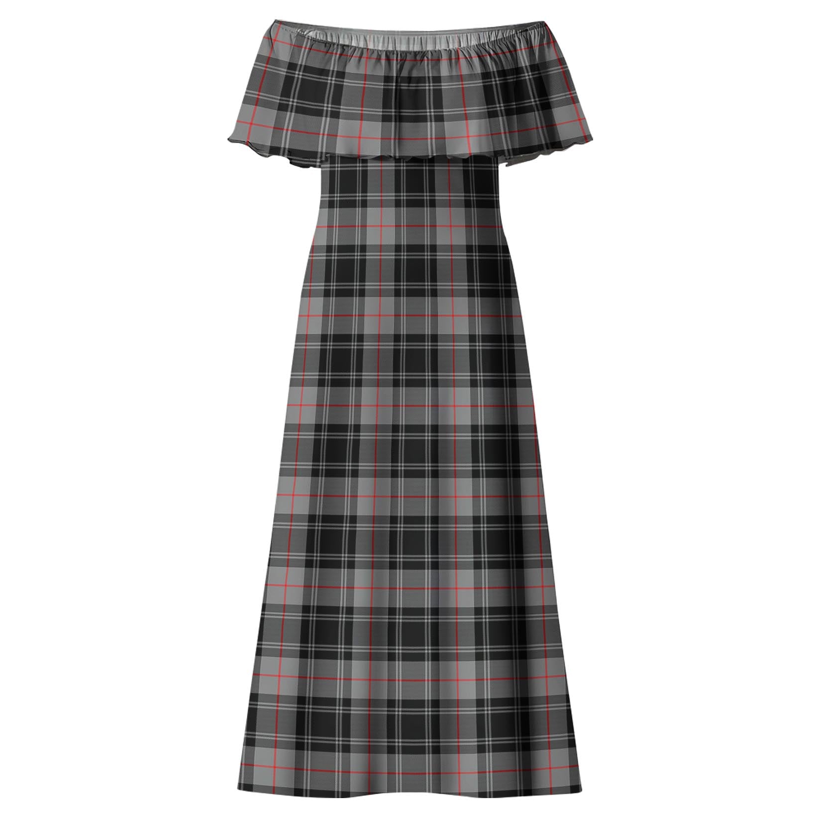 Moffat Modern Tartan Off Shoulder Long Dress - Tartanvibesclothing