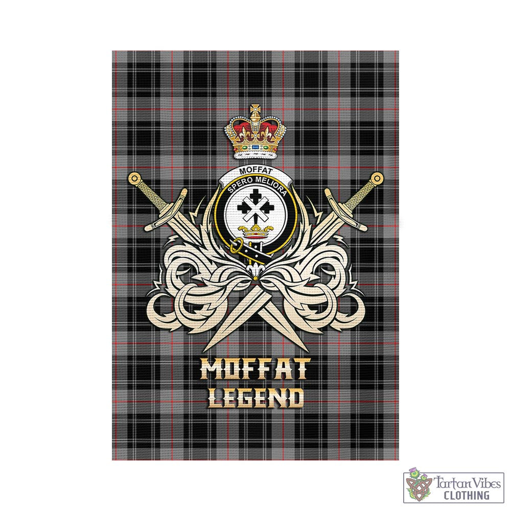 Tartan Vibes Clothing Moffat Modern Tartan Flag with Clan Crest and the Golden Sword of Courageous Legacy