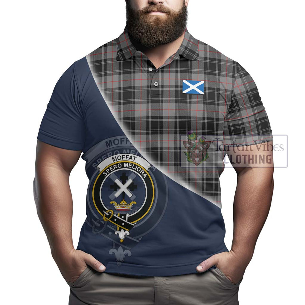 Moffat Tartan Polo Shirt with Personalised National Flag and Family Crest Half Style - Tartanvibesclothing Shop