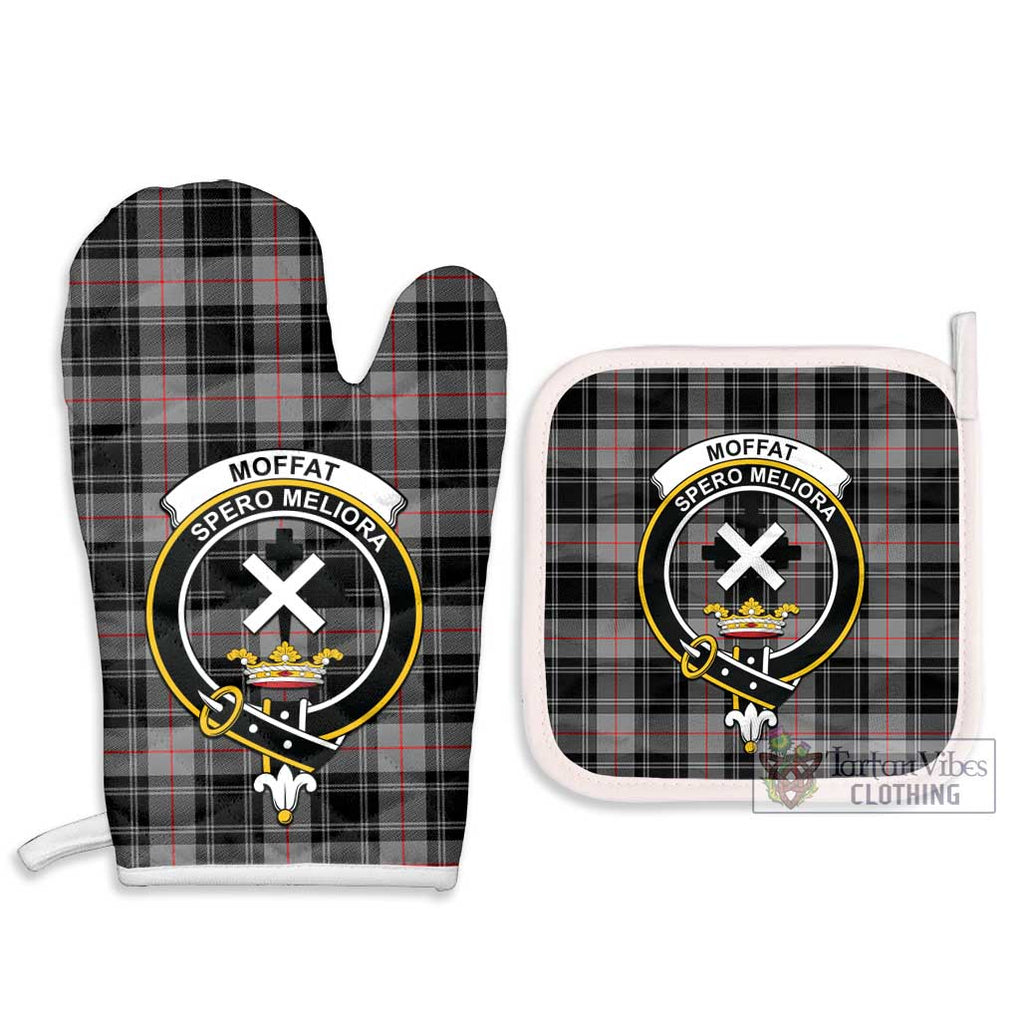 Moffat Tartan Combo Oven Mitt & Pot-Holder with Family Crest Combo 1 Oven Mitt & 2 Pot-Holder White - Tartan Vibes Clothing