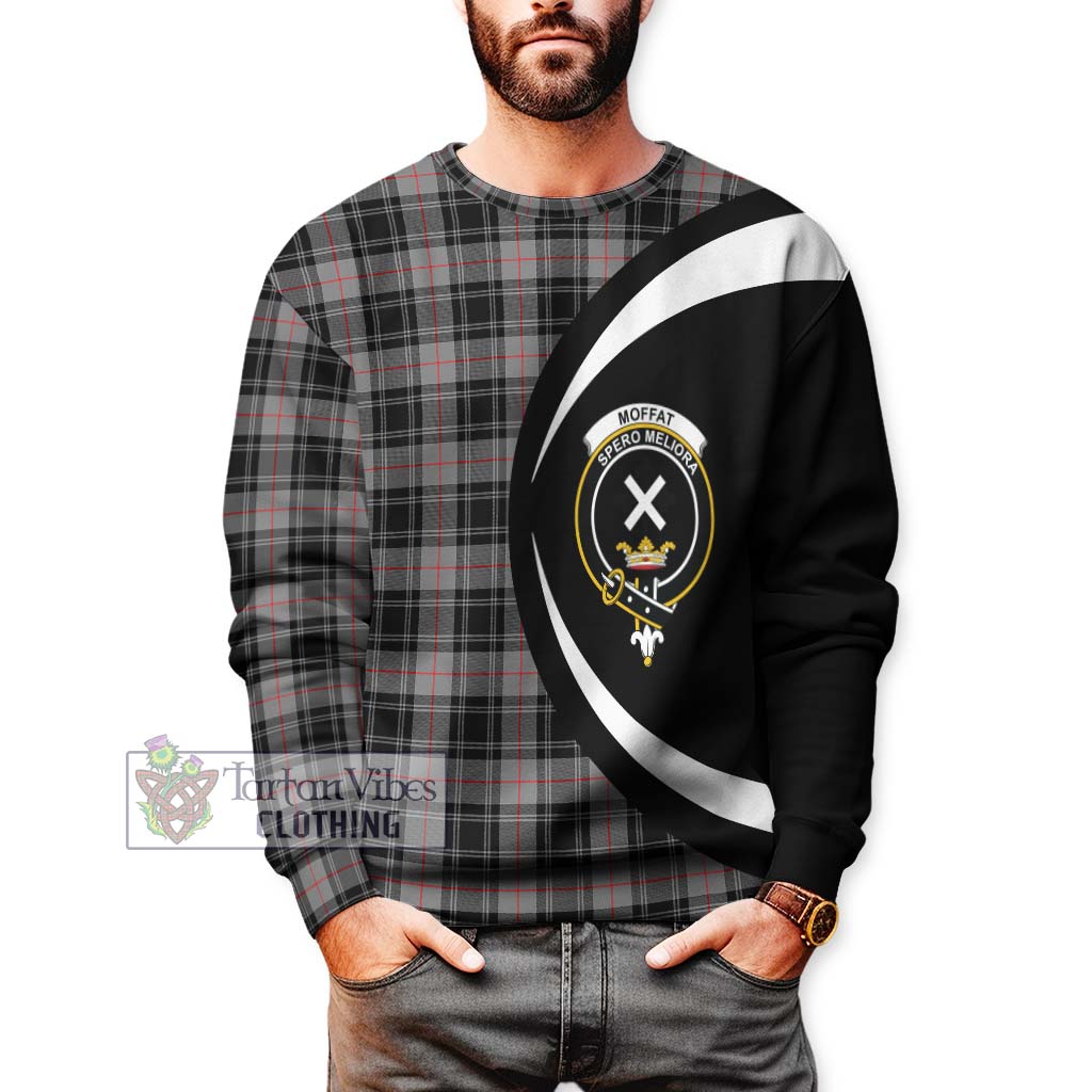 Moffat Tartan Sweatshirt with Family Crest Circle Style - Tartan Vibes Clothing