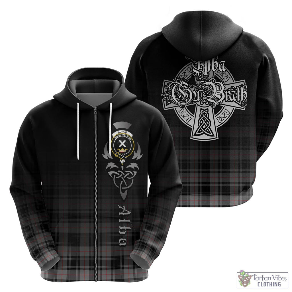 Tartan Vibes Clothing Moffat Modern Tartan Hoodie Featuring Alba Gu Brath Family Crest Celtic Inspired