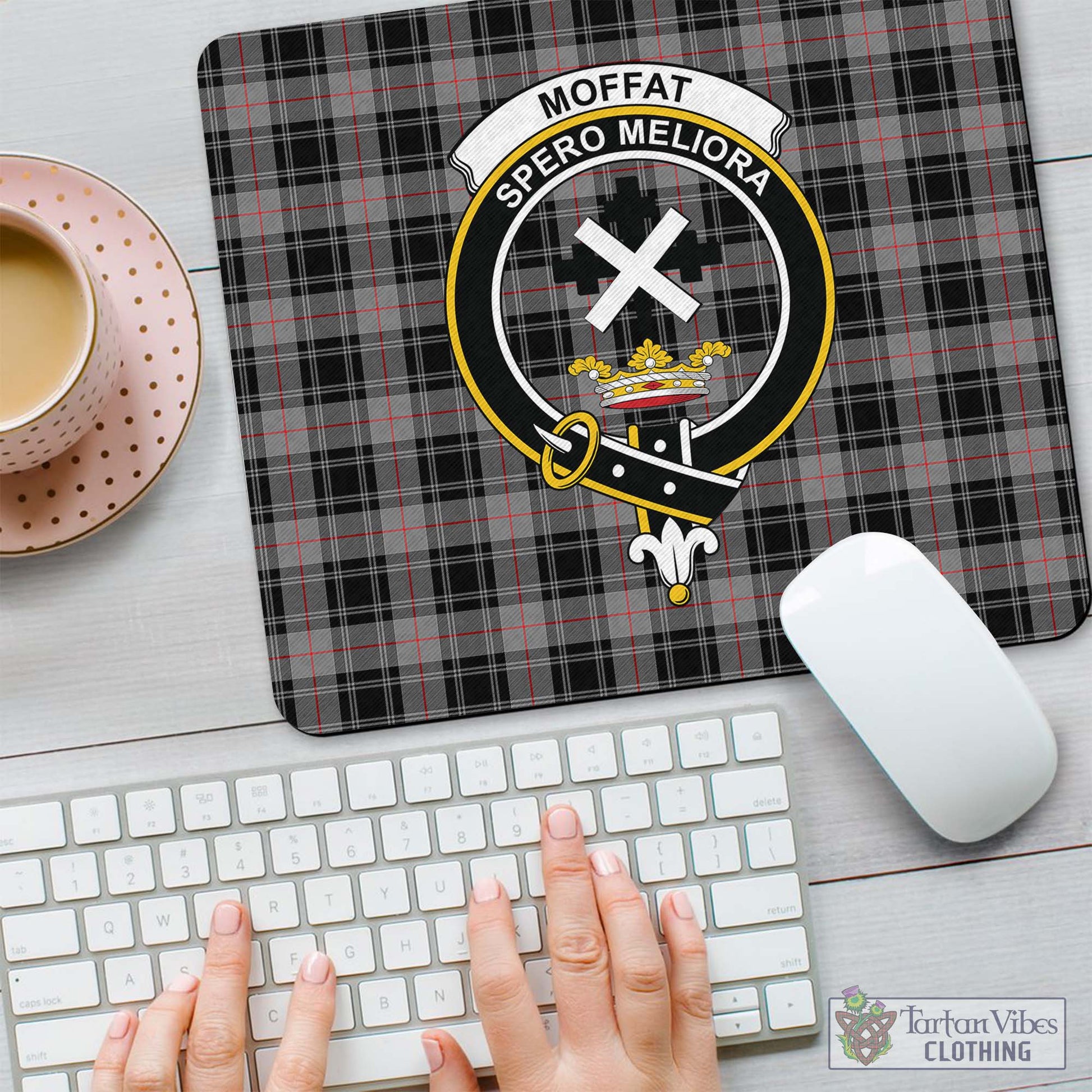 Tartan Vibes Clothing Moffat Modern Tartan Mouse Pad with Family Crest