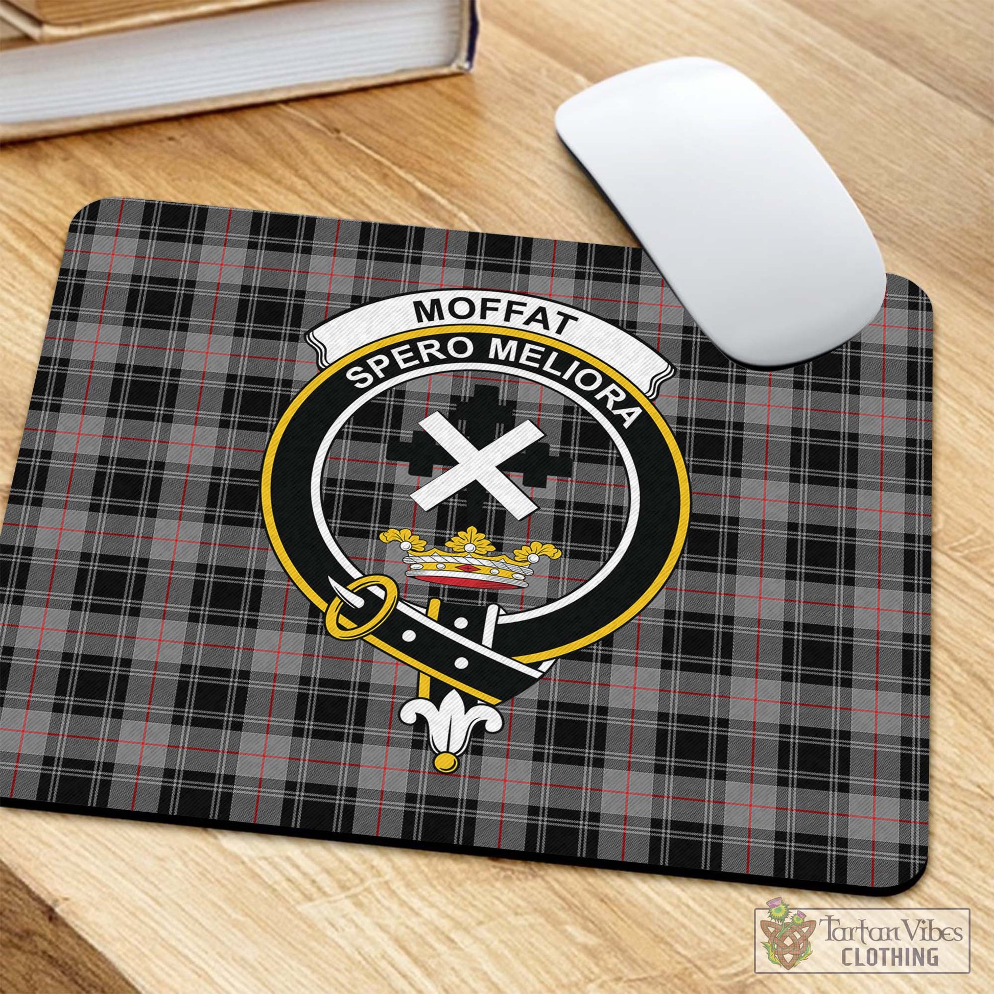 Tartan Vibes Clothing Moffat Modern Tartan Mouse Pad with Family Crest