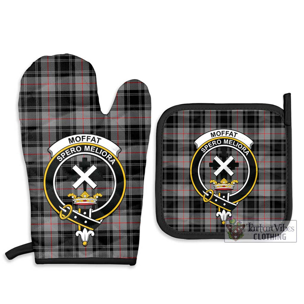 Moffat Tartan Combo Oven Mitt & Pot-Holder with Family Crest Combo 1 Oven Mitt & 2 Pot-Holder Black - Tartan Vibes Clothing